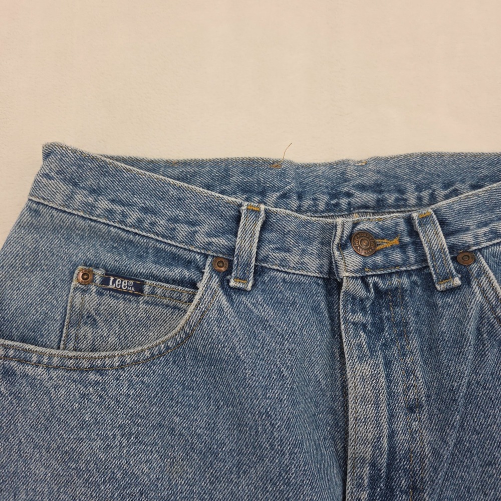 VTG Lee Mens Straight Leg Jeans 33x36 Fits 32x35 Blue Union Made USA 205-5591 - Picture 6 of 16